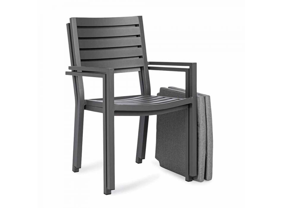Homemotion Stapelbarer Outdoor-Stuhl aus Aluminium, 4 Stück - Carina Viadurini