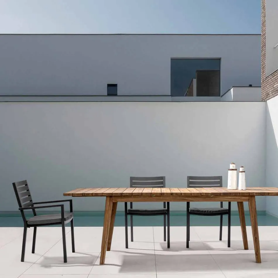 Homemotion Stapelbarer Outdoor-Stuhl aus Aluminium, 4 Stück - Carina Viadurini