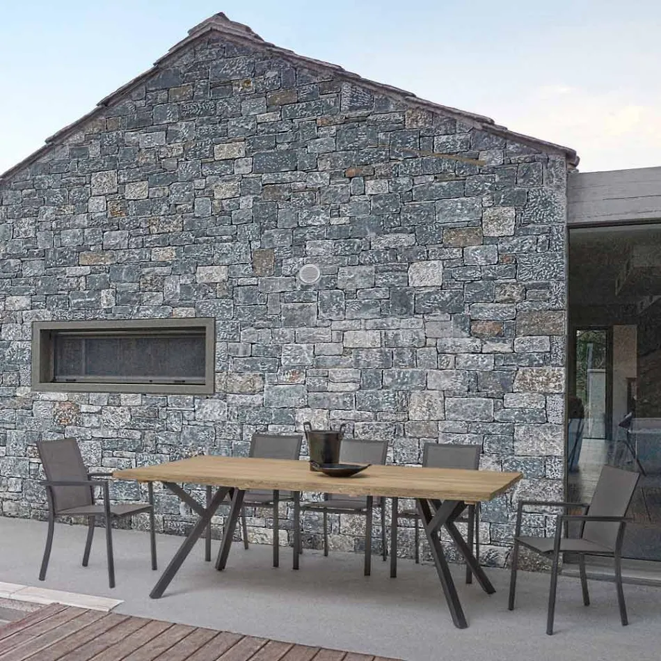 Stapelbarer Outdoor-Stuhl aus lackiertem Aluminium, Homemotion, 4 Stück - Vicki Viadurini