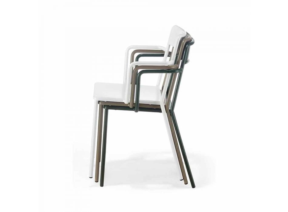 Stapelbarer Metallstuhl im Freien Hergestellt in Italien, 4 Stück - Xylia Viadurini