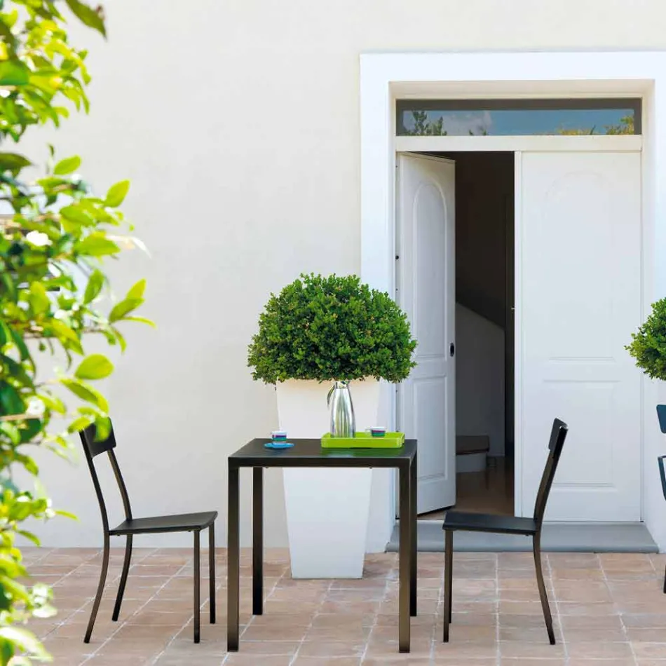 Stapelbarer Gartenstuhl aus lackiertem Metall Made in Italy, 4 Stück - Tüll Viadurini