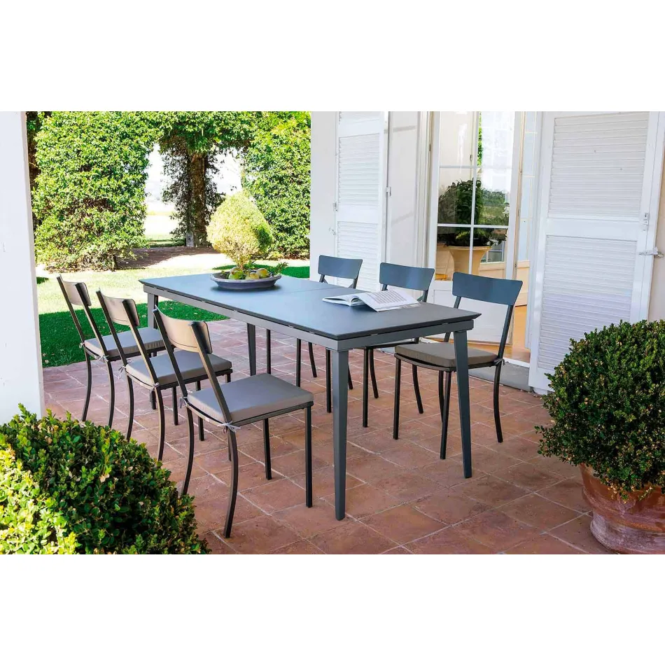 Stapelbarer Gartenstuhl aus lackiertem Metall Made in Italy, 4 Stück - Tüll Viadurini