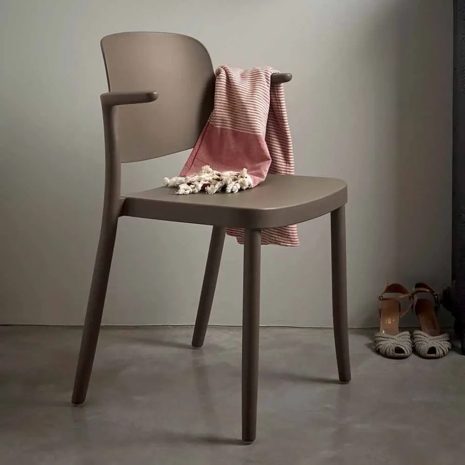 Stapelbarer Gartenstuhl aus Polypropylen Hergestellt in Italien, 4 Stück - Bertina Viadurini