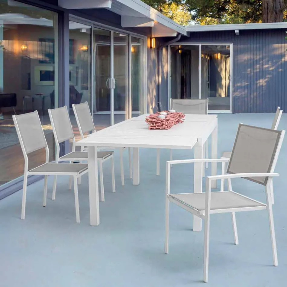 Stapelbarer Outdoor-Stuhl aus Textilene Homemotion, 6-teilig - Narcissa Viadurini