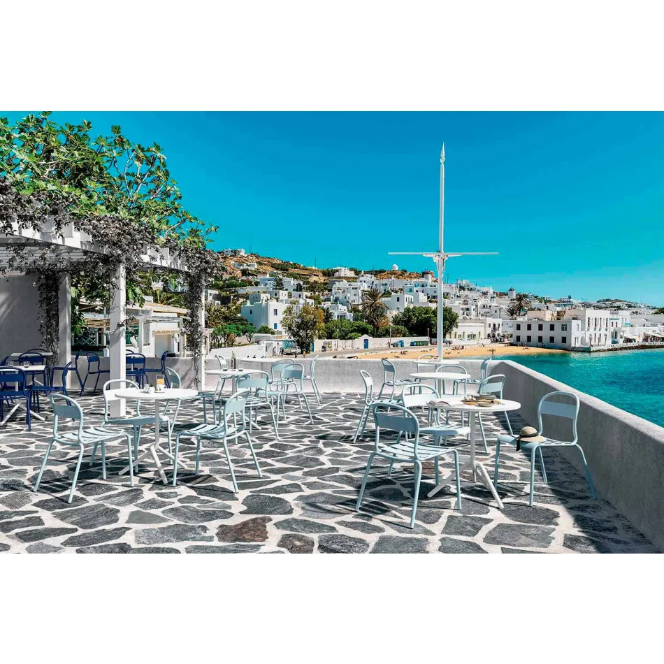 Stapelbarer Aluminiumstuhl im Freien Hergestellt in Italien, 4 Stück - Ulyssa Viadurini