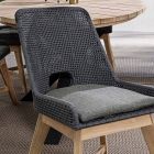 Outdoor-Stuhl aus Seil und Stoff mit Teakholzbasis, Homemotion 2 Stück - Lesya Viadurini