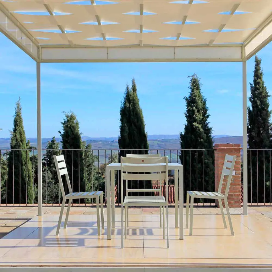 Outdoor-Stuhl aus perlweiß lackiertem Eisen Made in Italy 4 Stück - Bernie Viadurini