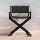 Outdoor-Stuhl aus Naturholz oder schwarzem und wiederverschließbarem Designstoff - Suzana Viadurini