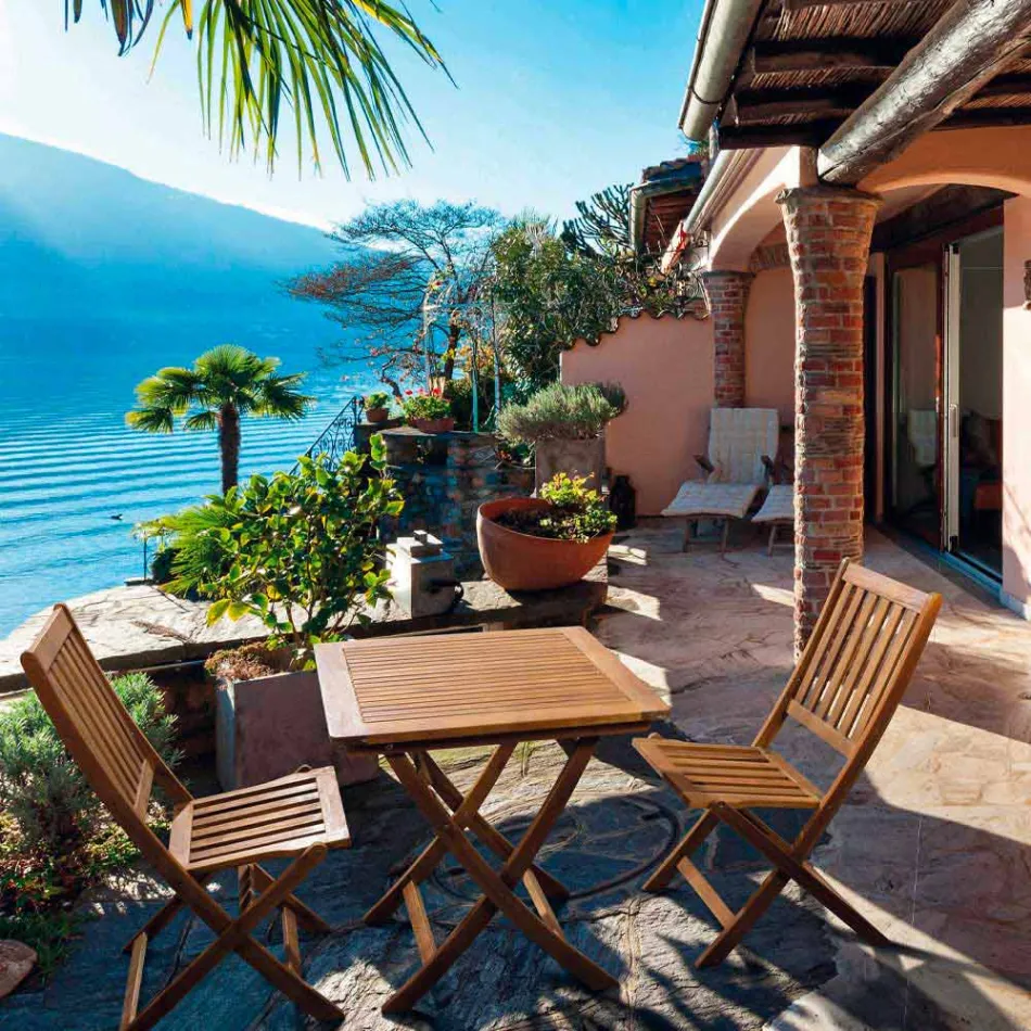 Klappbarer Außenstuhl aus Akazienholz, 2 Stück - Grima Viadurini