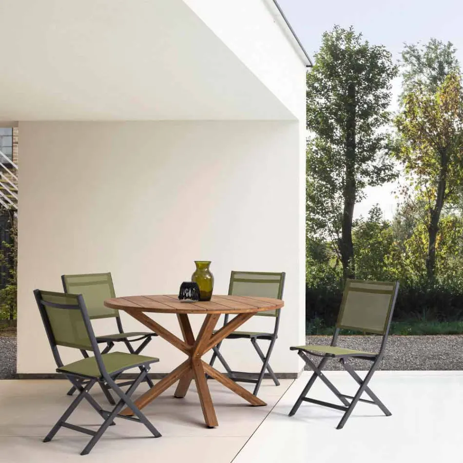 Klappbarer Außenstuhl aus Textilene und Aluminium, 4 Stück - Holly Viadurini