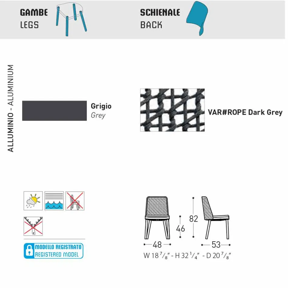 Varaschin Emma Gartenstuhl in Stoff- und Aluminiumdesign Viadurini