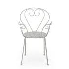 Gartenstuhl mit Armlehnen im Shabby-Chic-Design aus Stahl – Verzauberung Viadurini