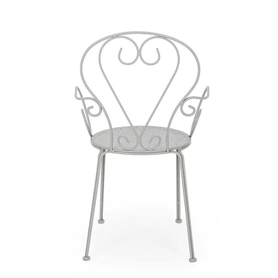 Gartenstuhl mit Armlehnen im Shabby-Chic-Design aus Stahl – Verzauberung Viadurini
