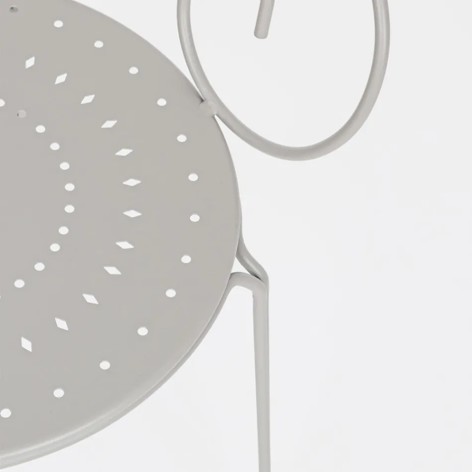 Gartenstuhl mit Armlehnen im Shabby-Chic-Design aus Stahl – Verzauberung Viadurini