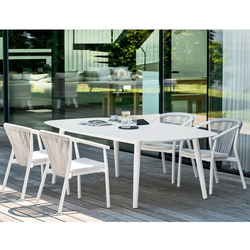 Stapelbarer Gartenstuhl aus Aluminium und technischem Stoff - Smart By Varaschin Viadurini