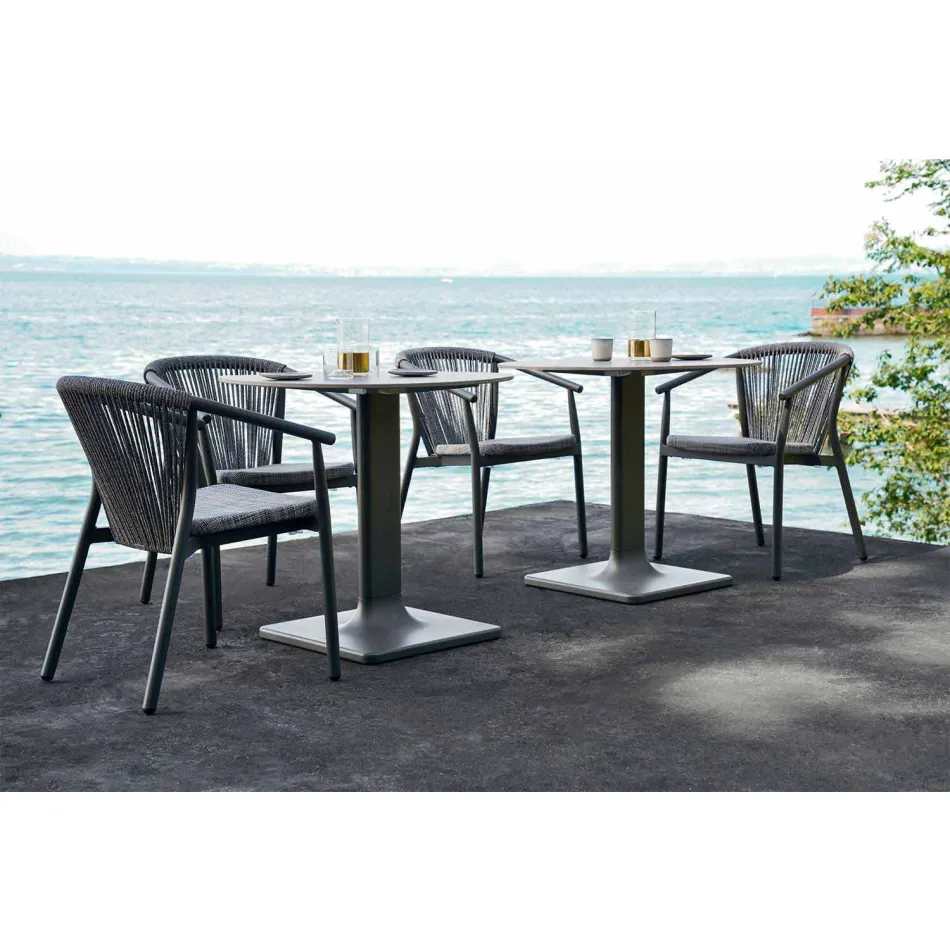 Stapelbarer Gartenstuhl aus Aluminium und technischem Stoff - Smart By Varaschin Viadurini