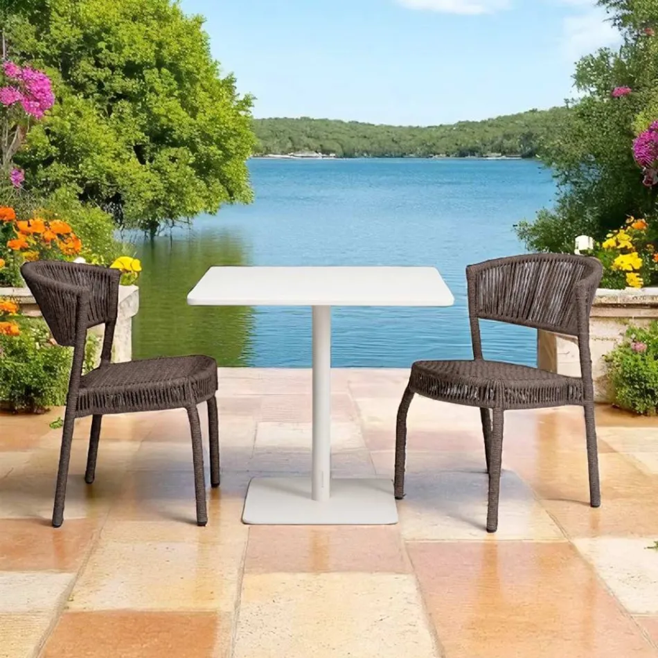 Gartenstuhl aus Aluminium und Seilgeflecht - Algedi Viadurini