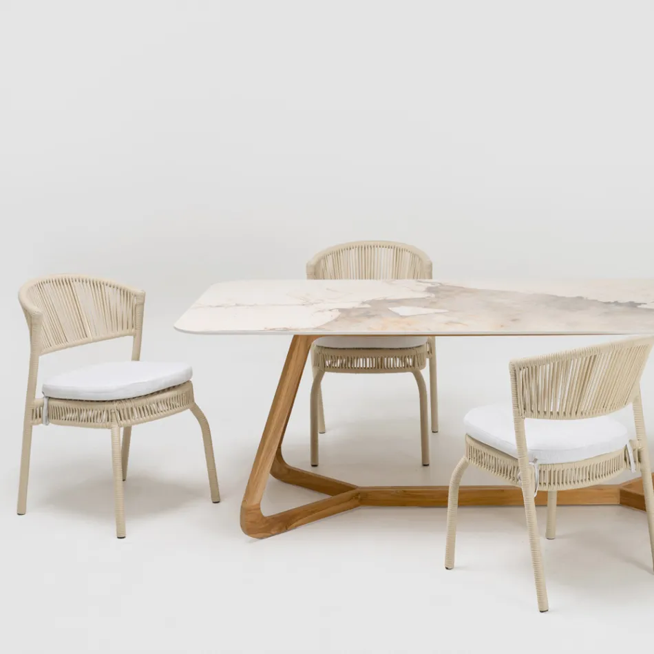 Gartenstuhl aus Aluminium und Seilgeflecht - Algedi Viadurini