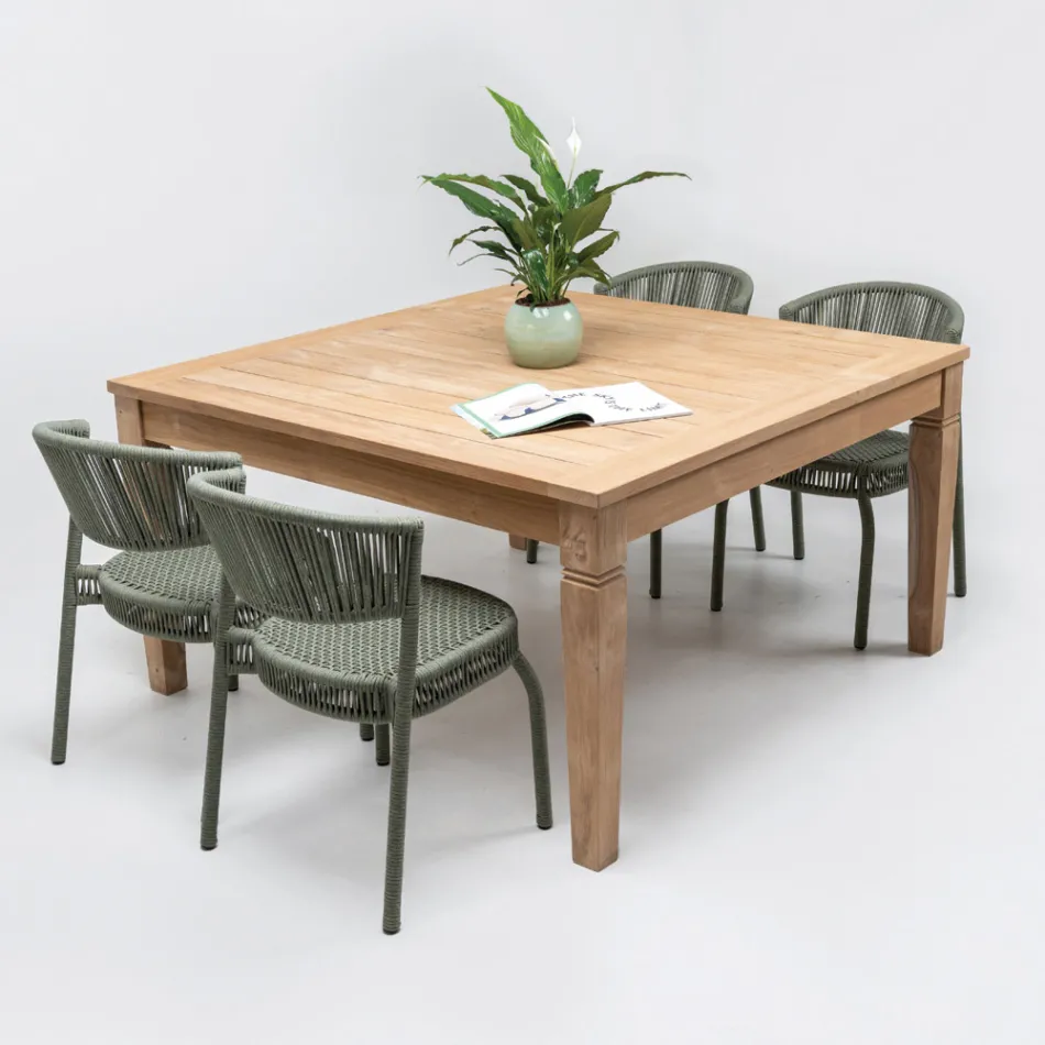 Gartenstuhl aus Aluminium und Seilgeflecht - Algedi Viadurini