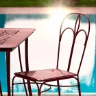 Gartenstuhl aus rotem Eisen mit Kissen Made in Italy, 2 Stück - Achat Viadurini