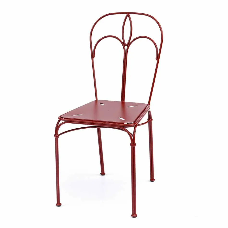 Gartenstuhl aus rotem Eisen mit Kissen Made in Italy, 2 Stück - Achat Viadurini