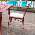 Gartenstuhl aus rotem Eisen mit Kissen Made in Italy, 2 Stück - Achat