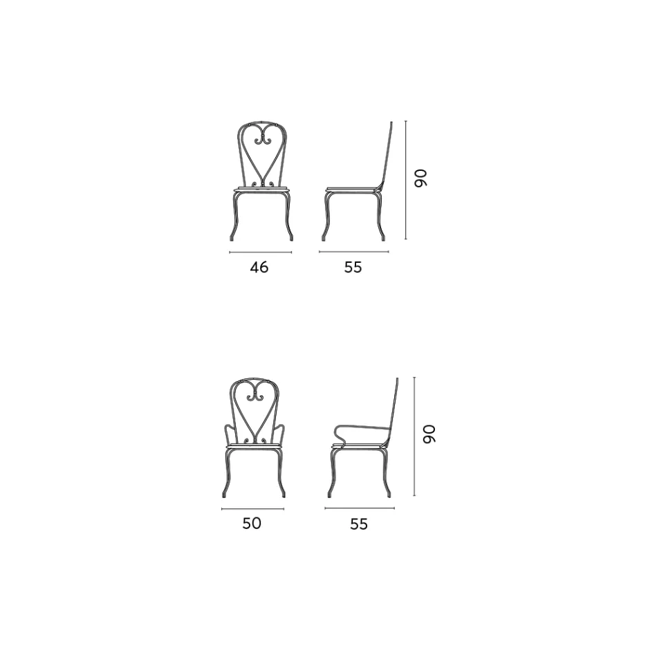 Gartenstuhl aus schwarz lackiertem Eisen mit stapelbarer Struktur - Nacim Viadurini