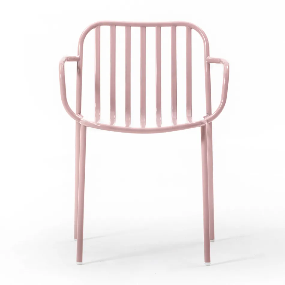 Gartenstuhl aus Metall mit Armlehnen Made in Italy 2 Stück - Einfach Viadurini