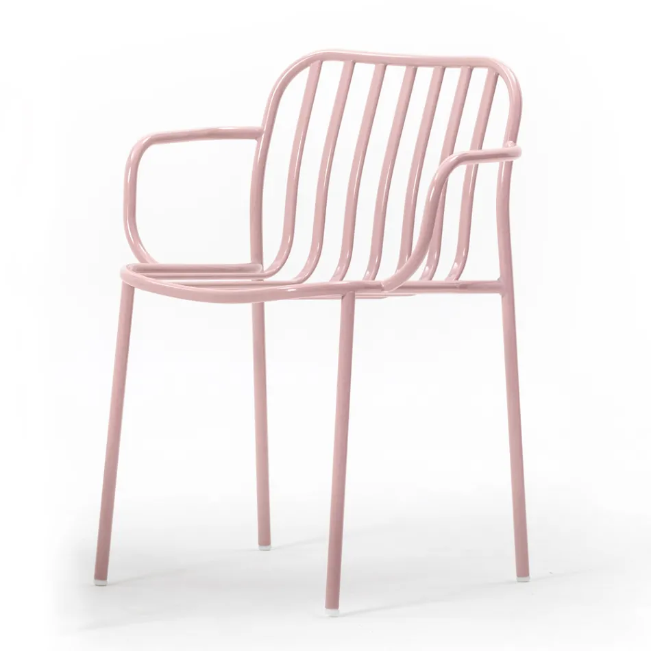 Gartenstuhl aus Metall mit Armlehnen Made in Italy 2 Stück - Einfach Viadurini