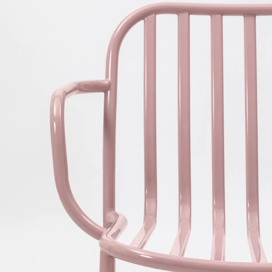 Gartenstuhl aus Metall mit Armlehnen Made in Italy 2 Stück - Einfach Viadurini