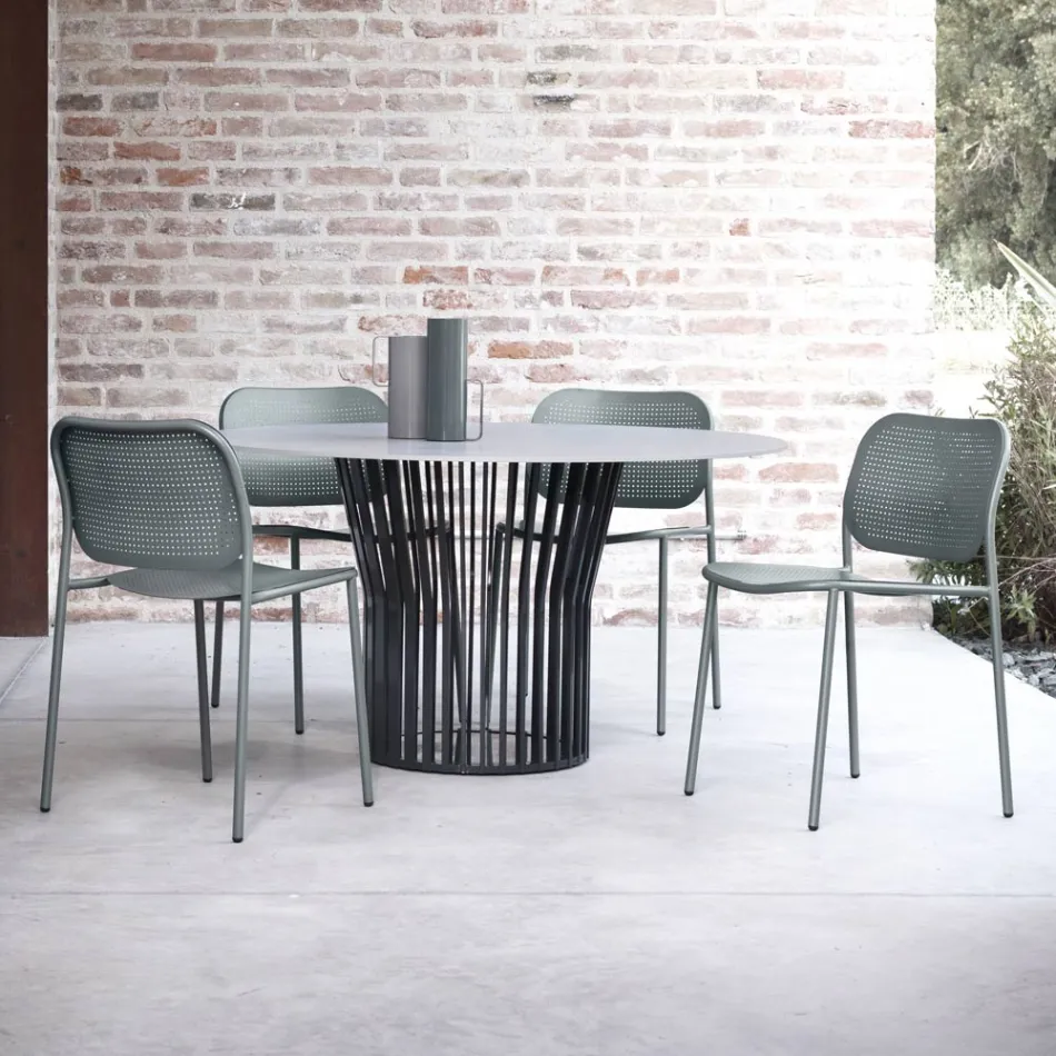 Gartenstuhl aus lackiertem Metall Made in Italy 2 Stück - Synergy Viadurini