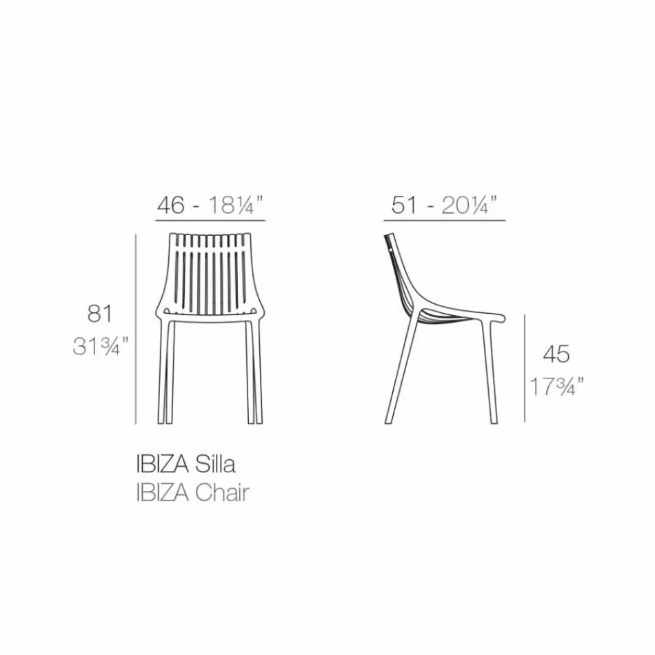 Stapelbarer farbiger Gartenstuhl aus Kunststoff 4 Stück - Ibiza von Vondom Viadurini