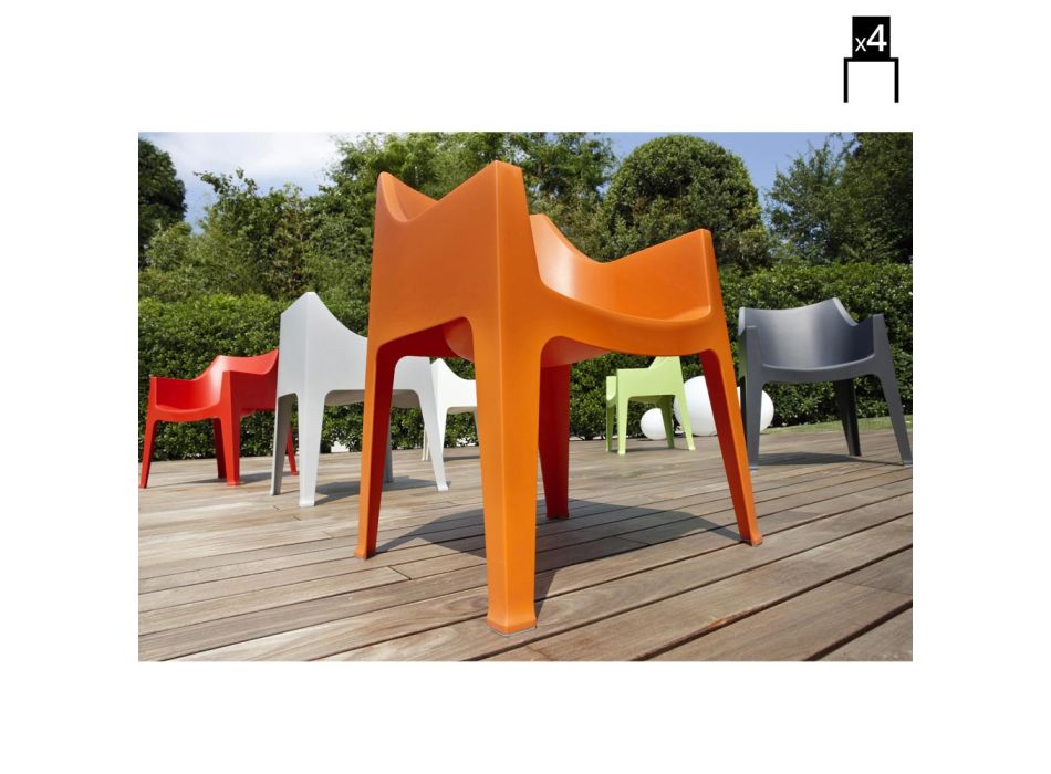 Gartenstuhl aus farbigem Technopolymer Made in Italy 4 Stück - Davida Viadurini