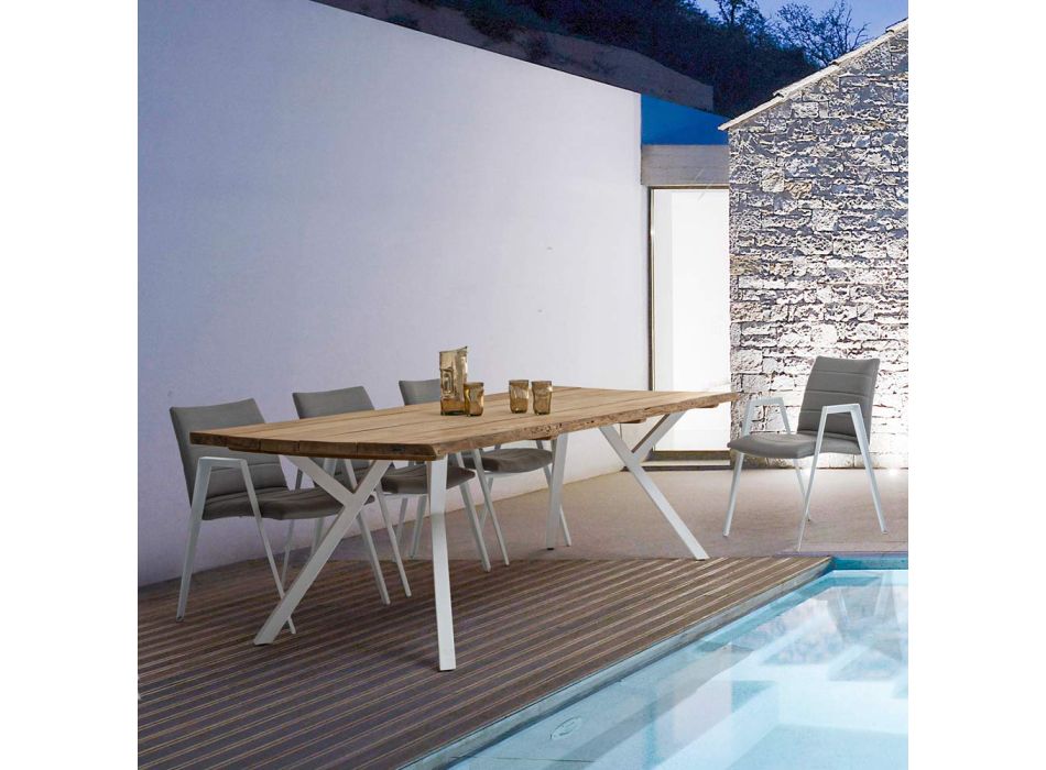 Moderner Gartenstuhl mit Armlehnen aus weißem Aluminium Homemotion - Liliana Viadurini