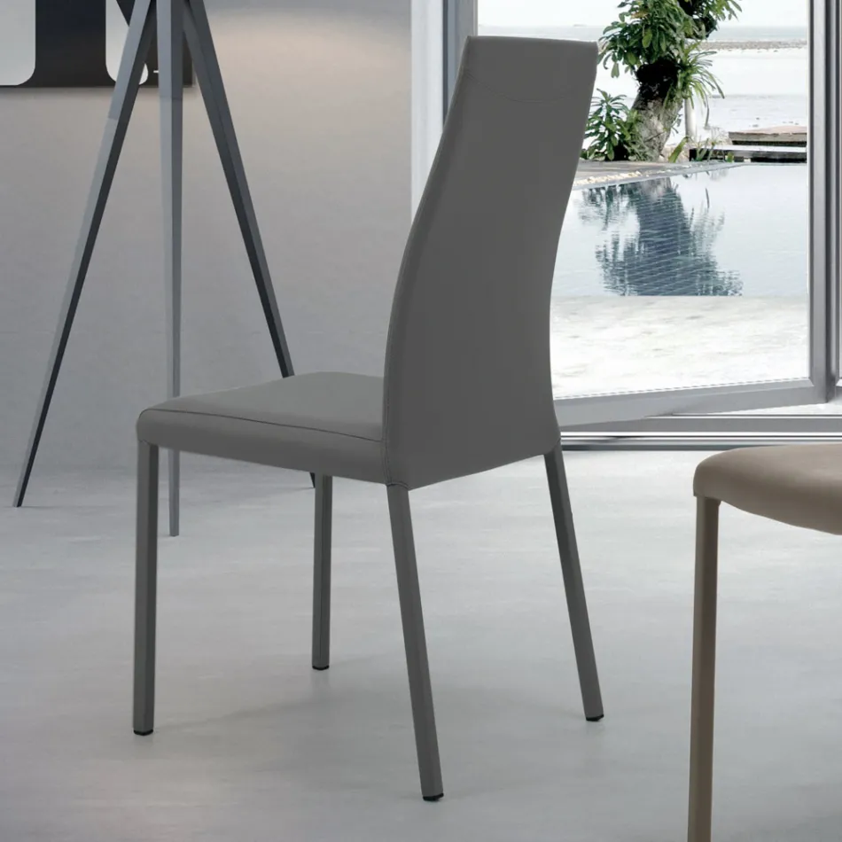 Innenstuhl mit Struktur und Sitz aus beschichtetem Stahl, hergestellt in Italien – Padua Viadurini