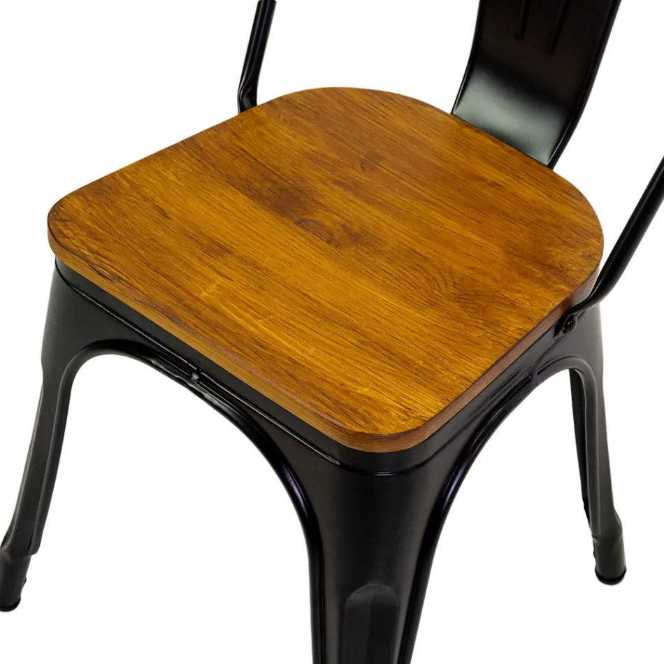 Innen- und Außenstuhl aus Eisen und Holzsitz - Schreibwaren Viadurini