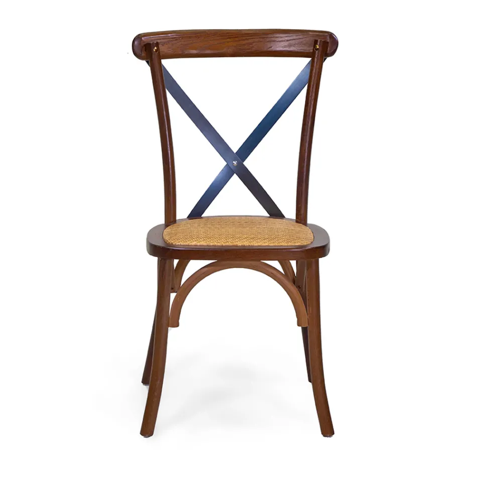 Stapelbarer Innenstuhl aus Eichenholz und Rattansitz - Barriera Viadurini