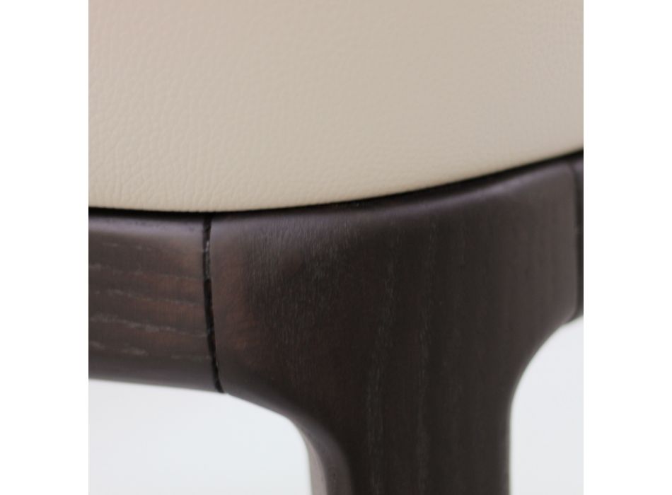 Esszimmerstuhl mit Armlehnen aus eisfarbenem Leder Made in Italy - Lyanne Viadurini