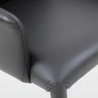 Esszimmerstuhl mit Armlehnen mit schwarzem Leder bezogen Made in Italy - Meyer Viadurini