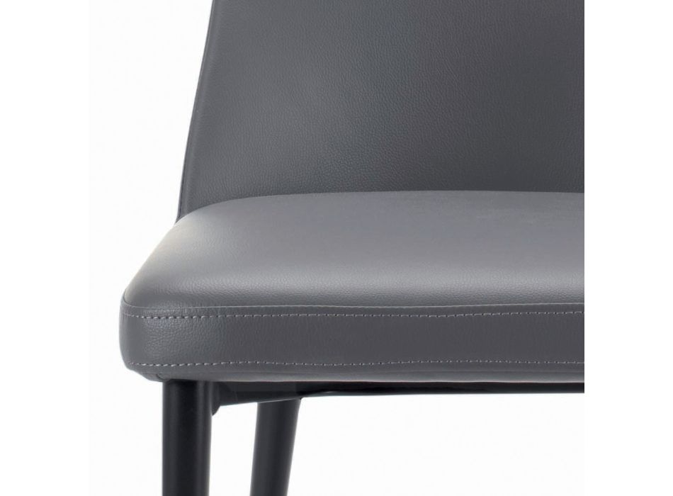 Esszimmerstuhl mit schwarzen Stahlbeinen und gepolstertem Sitz, hergestellt in Italien – Venedig Viadurini