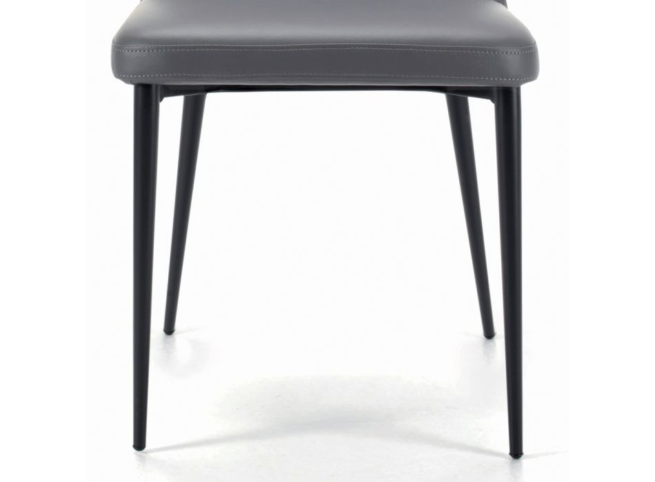 Esszimmerstuhl mit schwarzen Stahlbeinen und gepolstertem Sitz, hergestellt in Italien – Venedig Viadurini
