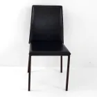 Esszimmerstuhl mit Cortenstruktur und Ledersitz Made in Italy - Orietta Viadurini