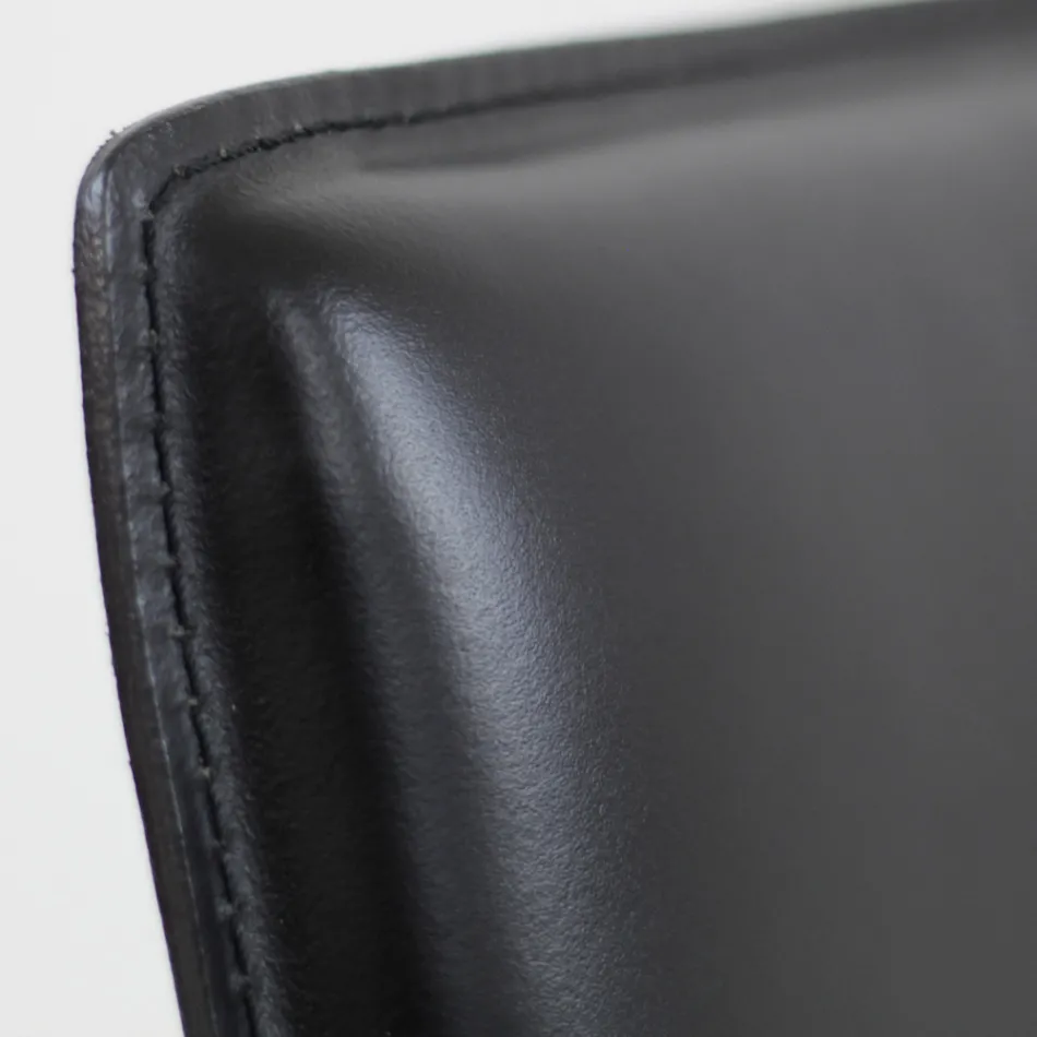 Esszimmerstuhl mit Cortenstruktur und Ledersitz Made in Italy - Orietta Viadurini