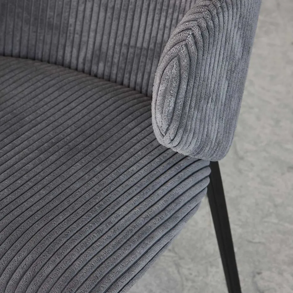 Esszimmerstuhl mit Metallrahmen und Cordsitz - Ridni Viadurini