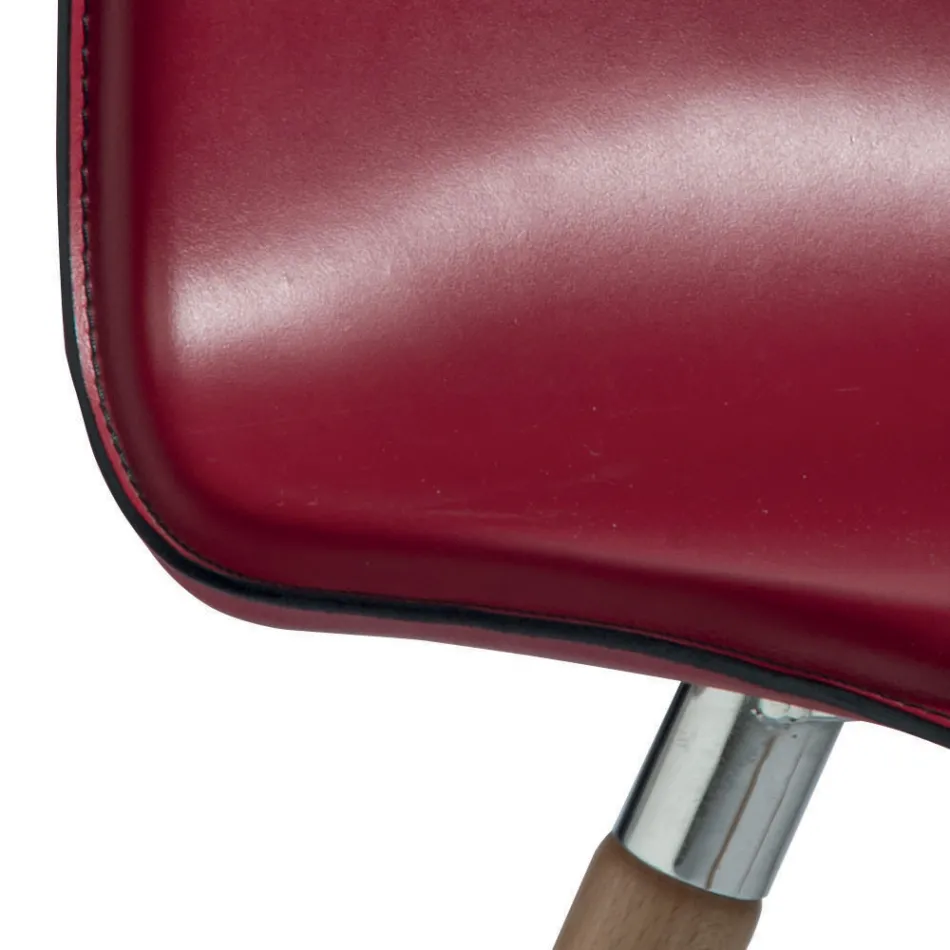 Esszimmerstuhl aus regeneriertem Leder mit Holzbeinen, hergestellt in Italien – Luke Viadurini