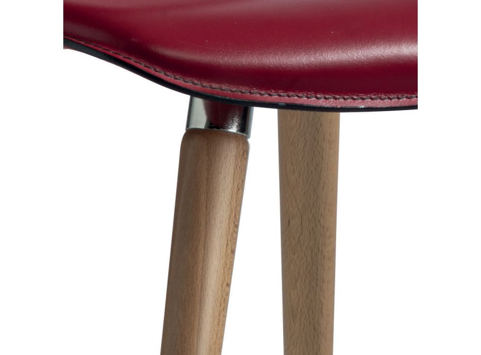 Esszimmerstuhl aus regeneriertem Leder mit Holzbeinen, hergestellt in Italien – Luke Viadurini