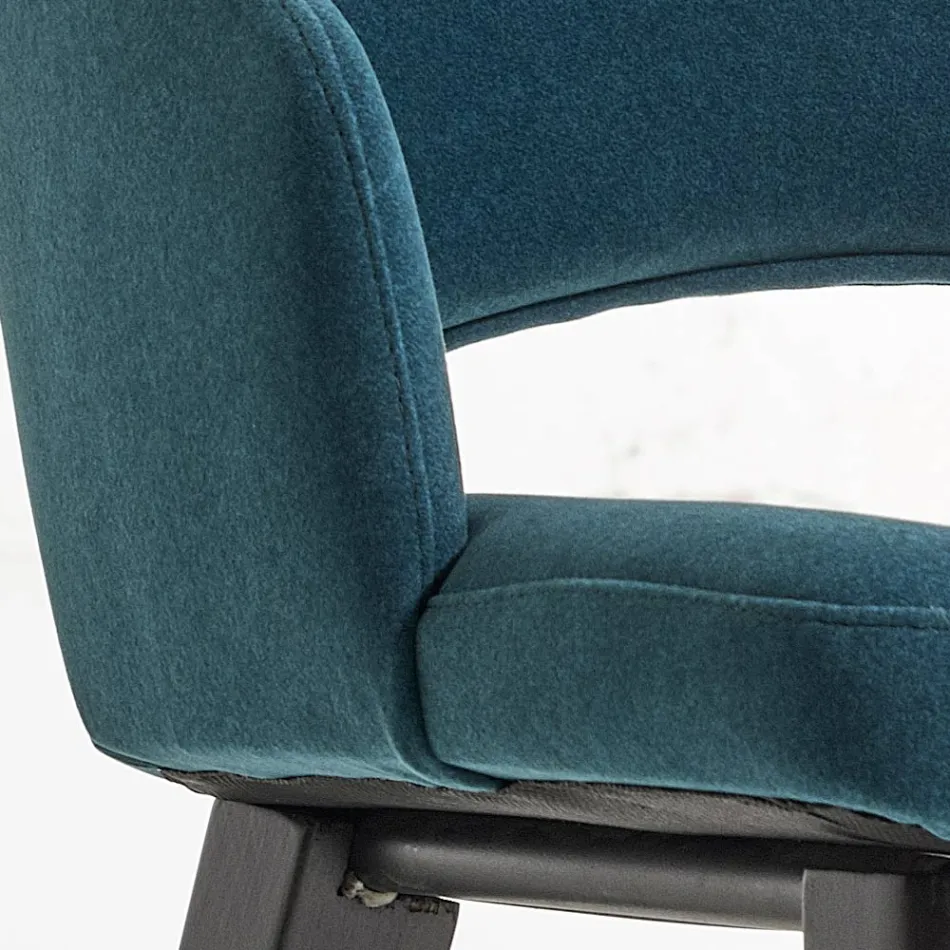 Esszimmerstuhl aus Holz mit flaschengrünem Samtsitz Made in Italy - Eddard Viadurini