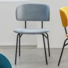 Esszimmerstuhl aus Metall und schmutzabweisendem Samt, 2 Stück - Valnerina Viadurini