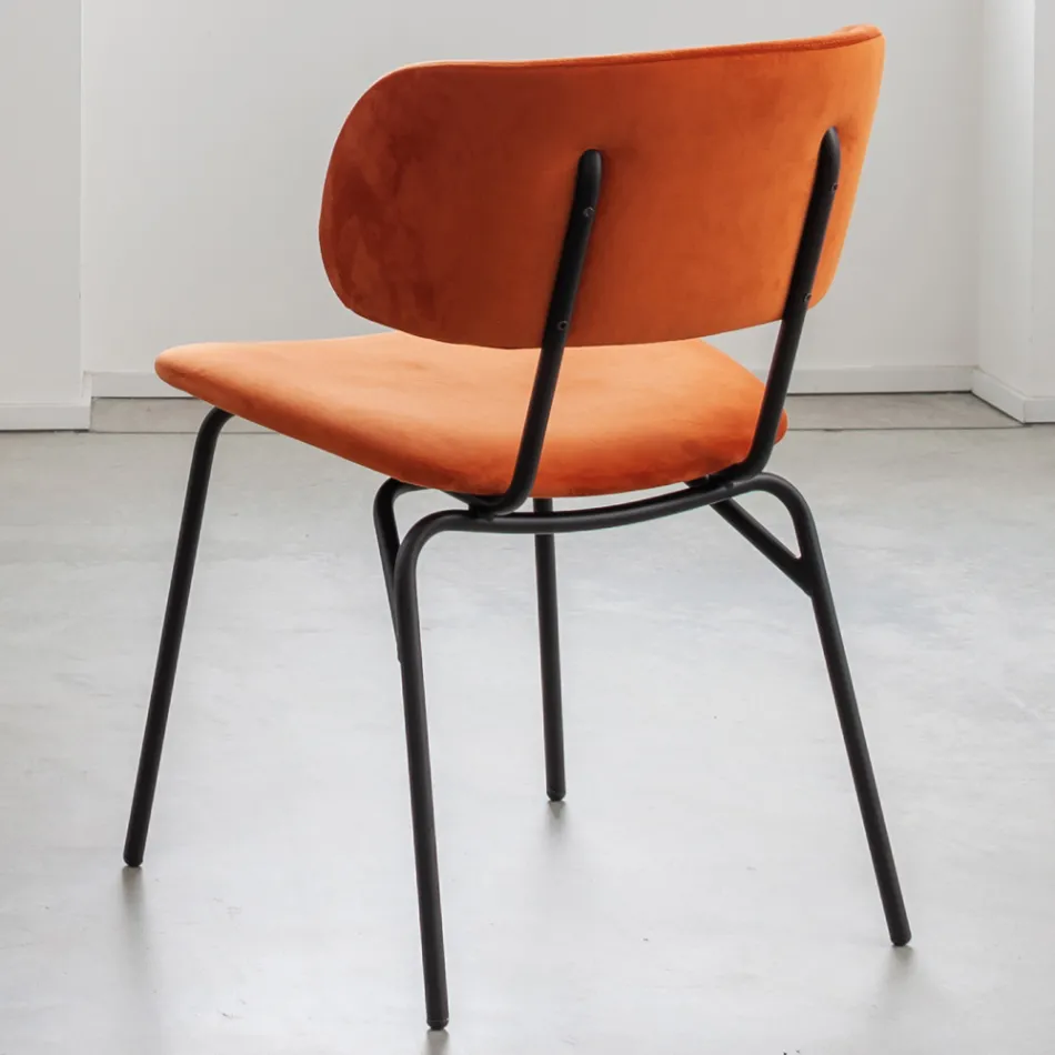 Esszimmerstuhl aus Metall und schmutzabweisendem Samt, 2 Stück - Valnerina Viadurini