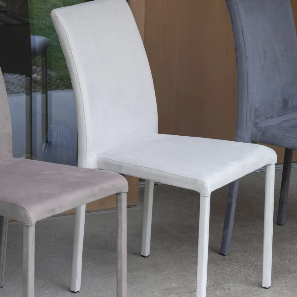 Esszimmerstuhl aus Metall mit farbigem Econabuk bezogen, 4 Stück - Anita Viadurini